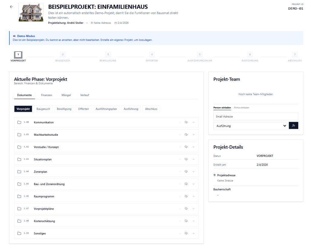 Bauomat Dashboard